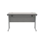 Polaris Rectangular Double Upright Cantilever Desk 1200x600x730mm Alaskan Grey Oak/Silver KF882360