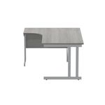 Polaris Left Hand Radial DU Cantilever Desk 1600x1200x730mm Alaskan Grey Oak/Silver KF882366