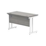 Polaris Rectangular Double Upright Cantilever Desk 1200x600x730mm Alaskan Grey Oak/White KF882368