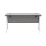 Polaris Rectangular Double Upright Cantilever Desk 1400x600x730mm Alaskan Grey Oak/White KF882369