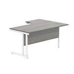 Polaris Left Hand Radial DU Cantilever Desk 1600x1200x730mm Alaskan Grey Oak/White KF882372