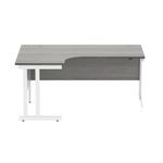 Polaris Left Hand Radial DU Cantilever Desk 1600x1200x730mm Alaskan Grey Oak/White KF882372