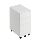 First 3 Drawer Under Desk Pedestal Slimline Steel 300x470x615mm White KF98516