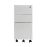 First 3 Drawer Under Desk Pedestal Slimline Steel 300x470x615mm White KF98516