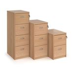 Wooden 2 drawer filing cabinet with silver handles 730mm high - beech