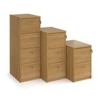 Wooden 2 drawer filing cabinet with silver handles 730mm high - oak