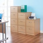 Wooden 2 drawer filing cabinet with silver handles 730mm high - walnut