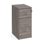 Wooden 3 drawer filing cabinet with silver handles 1045mm high - Grey Oak