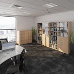 Wooden 3 drawer filing cabinet with silver handles 1045mm high - Grey Oak