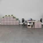 Wooden 3 drawer filing cabinet with silver handles 1045mm high - Grey Oak