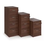 Wooden 4 drawer filing cabinet with silver handles 1360mm high - walnut