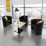London reception single tub chair 670mm wide - black faux leather
