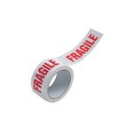 Vinyl Tape Printed Fragile 50mmx66m White Red (Pack of 6) PPVC-FRAGILE