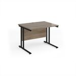 Maestro 25 straight desk 1000mm x 800mm - black cantilever leg frame, Nebraska oak top
