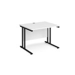 Maestro 25 straight desk 1000mm x 800mm - black cantilever leg frame, white top