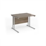 Maestro 25 straight desk 1000mm x 800mm - silver cantilever leg frame, Nebraska oak top