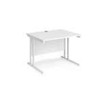 Maestro 25 straight desk 1000mm x 800mm - white cantilever leg frame, white top