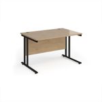 Maestro 25 straight desk 1200mm x 800mm - black cantilever leg frame, Kendal oak top