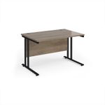 Maestro 25 straight desk 1200mm x 800mm - black cantilever leg frame, Nebraska oak top
