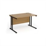 Maestro 25 straight desk 1200mm x 800mm - black cantilever leg frame, oak top