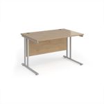 Maestro 25 straight desk 1200mm x 800mm - silver cantilever leg frame, Kendal oak top