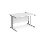 Maestro 25 straight desk 1200mm x 800mm - silver cantilever leg frame, white top