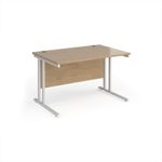 Maestro 25 straight desk 1200mm x 800mm - white cantilever leg frame, Kendal oak top