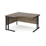 Maestro 25 left hand ergonomic desk 1400mm wide - black cantilever leg frame, Nebraska oak top