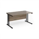 Maestro 25 straight desk 1400mm x 800mm - black cantilever leg frame, Nebraska oak top