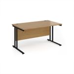 Maestro 25 straight desk 1400mm x 800mm - black cantilever leg frame, oak top