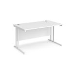 Maestro 25 straight desk 1400mm x 800mm - white cantilever leg frame, white top
