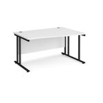 Maestro 25 right hand wave desk 1400mm wide - black cantilever leg frame, white top
