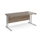 Maestro 25 straight desk 1600mm x 800mm - silver cantilever leg frame, Nebraska oak top