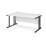 Maestro 25 left hand wave desk 1600mm wide - black cantilever leg frame, white top