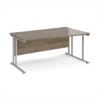 Maestro 25 right hand wave desk 1600mm wide - silver cantilever leg frame, Nebraska oak top