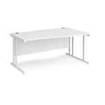 Maestro 25 right hand wave desk 1600mm wide - white cantilever leg frame, white top