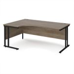 Maestro 25 left hand ergonomic desk 1800mm wide - black cantilever leg frame, Nebraska oak top