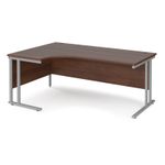 Maestro 25 left hand ergonomic desk 1800mm wide - silver cantilever leg frame, walnut top