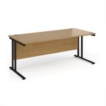 Maestro 25 straight desk 1800mm x 800mm - black cantilever leg frame, oak top