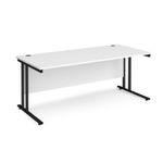 Maestro 25 straight desk 1800mm x 800mm - black cantilever leg frame, white top
