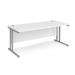 Maestro 25 straight desk 1800mm x 800mm - silver cantilever leg frame, white top