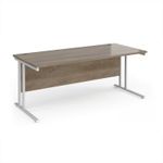 Maestro 25 straight desk 1800mm x 800mm - white cantilever leg frame, Nebraska oak top