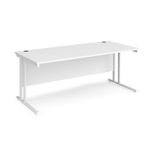 Maestro 25 straight desk 1800mm x 800mm - white cantilever leg frame, white top