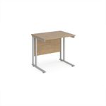 Maestro 25 straight desk 800mm x 600mm - silver cantilever leg frame, Kendal oak top