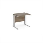 Maestro 25 straight desk 800mm x 600mm - white cantilever leg frame, Nebraska oak top