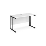 Maestro 25 straight desk 1200mm x 600mm - black cantilever leg frame, white top