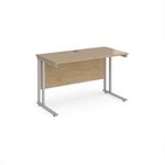 Maestro 25 straight desk 1200mm x 600mm - silver cantilever leg frame, Kendal oak top