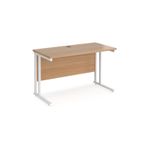 Maestro 25 straight desk 1200mm x 600mm - white cantilever leg frame, beech top