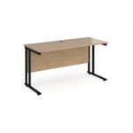 Maestro 25 straight desk 1400mm x 600mm - black cantilever leg frame, Kendal oak top