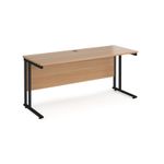 Maestro 25 straight desk 1600mm x 600mm - black cantilever leg frame, beech top